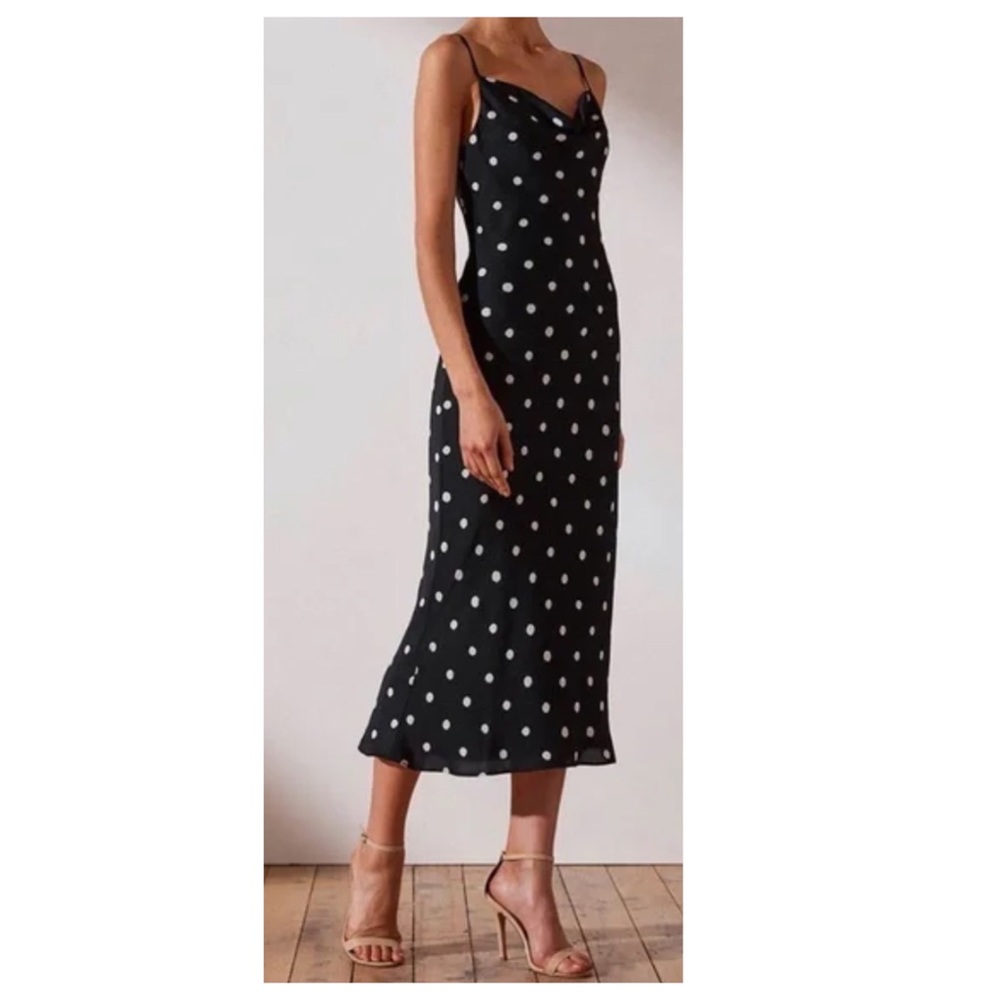 NWT Shona Joy Dot Slip Midi Dress